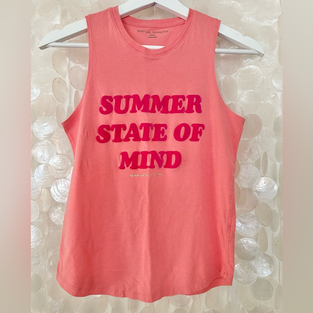 Spiritual Gangster “Summer State of Mind” Coral Pink Tank 🧡🩷 Women’s Small EUC!